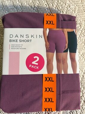 Danskin Plum High-Waist Bike Shorts — (2-Pack) plum and black